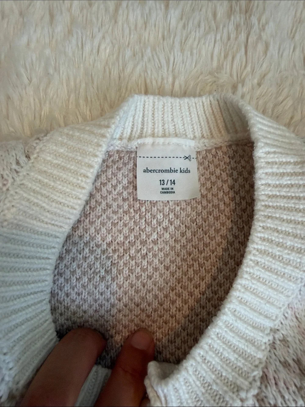 Abercrombie & Fitch Cream and Tan Plaid Knit Cardigan & Skirt Set